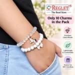 White Glass Beads for Bracelet Making Kit – 250 Beads, 10 Charms & 15 Evil Eye Beads - Image 4