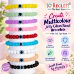 Jelly Glass Beads for Bracelet Making Kit – 250 Beads, 10 Charms & 15 Evil Eye Beads - Image 8