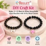 Black and White Glass Beads for Bracelet Making Kit – 540 Beads, 10 Charms & 30 Evil Eye Beads - Image 7