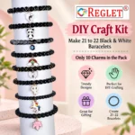 Black and White Glass Beads for Bracelet Making Kit – 540 Beads, 10 Charms & 30 Evil Eye Beads - Image 2