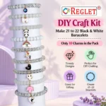 Black and White Glass Beads for Bracelet Making Kit – 540 Beads, 10 Charms & 30 Evil Eye Beads - Image 4