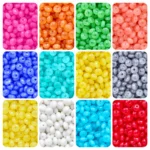 REGLET 480 Pcs Disk Shaped Glass Beads Kit in 12 Vibrant Colours, 8 × 4mm Beads with 5 Metres Elastic Thread