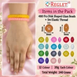 Disk Shaped Glass Beads for Bracelet Making Kit – 480 Pcs, 12 Colours, 8 × 4mm - Image 2