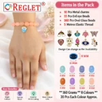 Oval Shaped Glass Beads for Bracelet Making Kit – 160 Beads, 10 Charms & 15 Evil Eye Beads - Image 2