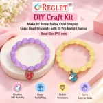 Oval Shaped Glass Beads for Bracelet Making Kit – 160 Beads, 10 Charms & 15 Evil Eye Beads - Image 3