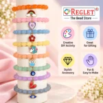Oval Shaped Glass Beads for Bracelet Making Kit – 160 Beads, 10 Charms & 15 Evil Eye Beads - Image 5