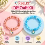 Marble Glass Beads for Bracelet Making Kit – 250 Beads, 10 Charms & 15 Evil Eye Beads - Image 3