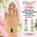 Marble Glass Beads for Bracelet Making Kit – 250 Beads, 10 Charms & 15 Evil Eye Beads - Image 6