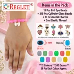 Cylinder Glass Beads for Bracelet Making Kit – 215 Beads, 10 Charms & 15 Evil Eye Beads - Image 2