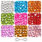 REGLET 250 Pcs Crystal Glass Beads Kit in 9 Vibrant Colours, 8mm Smooth Finish Beads with 5 Metres Elastic Thread