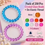 Crystal Glass Beads for Bracelet Making Kit – 250 Pcs, 9 Colours, 8mm - Image 2