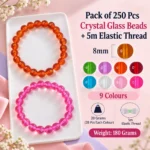 Crystal Glass Beads for Bracelet Making Kit – 250 Pcs, 9 Colours, 8mm - Image 3