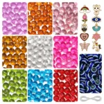 REGLET 250 Pcs Crystal Glass Beads Kit in 9 Vibrant Colours, 8mm Smooth Finish Beads with 5 Metres Elastic Thread