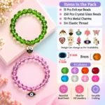 Crystal Glass Beads for Bracelet Making Kit – 250 Pcs, 9 Colours, 8mm - Image 3