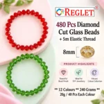 Diamond Cut Crystal Glass Beads for Bracelet Making Kit – 480 Pcs, 12 Colours, 8mm - Image 3