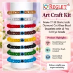 Diamond Cut Crystal Glass Beads for Bracelet Making Kit – 480 Beads, 10 Charms & 15 Evil Eye Beads - Image 4