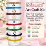 Diamond Cut Crystal Glass Beads for Bracelet Making Kit – 480 Beads, 10 Charms & 15 Evil Eye Beads - Image 8