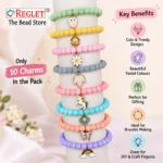 Pastel Glass Beads for Bracelet Making Kit – 225 Beads, 10 Charms & 15 Evil Eye Beads - Image 3