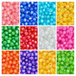 REGLET 1200 Pcs Rainbow Crystal Beads Kit with 12 Vibrant Colours, 8mm Diamond-Cut Acrylic Beads, 240g Multicolour Assortment