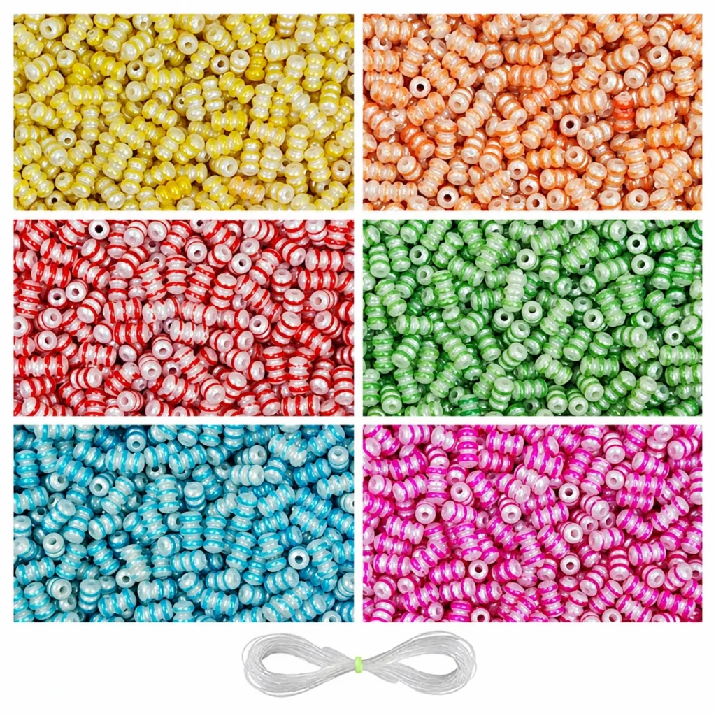 REGLET 1200 Pcs Ring Crystal Beads Kit with Multicolour Acrylic Ring-Shaped Beads, 10mm × 4mm and 180g Total Weight