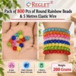 Round Rainbow Crystal Beads for Bracelet Making Kit – 800 Pcs, 8 Colours, 8mm - Image 3
