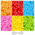 REGLET 1350 Pcs Sequin Beads Kit with 6 Vibrant Colours, 6mm Plastic Beads, 180g Total Weight and 5 Metres Elastic Thread