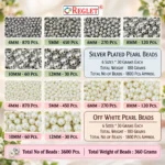 Off-White and Silver Pearl Beads for Jewellery Making Kit – 3600 Pcs, 6 Sizes - Image 2