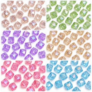 REGLET 625 Pcs Square Rainbow Crystal Beads Kit with 6 Vibrant Colours, 8mm Multifaceted Acrylic Beads and 150g Total Weight