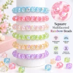 Square Rainbow Crystal Beads for Bracelet Making Kit – 625 Pcs, 6 Colours, 8mm - Image 4