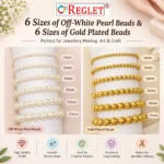 Off-White, Golden and Silver Pearl Beads for Jewellery Making Kit – 5400 Pcs - Image 8